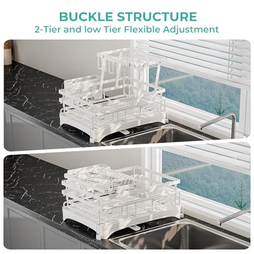 2 Tier Large Dish Drying Rack (White)