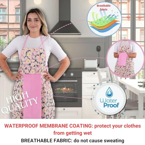 Floral Kitchen Apron and Oven Mitt Set (Pink)