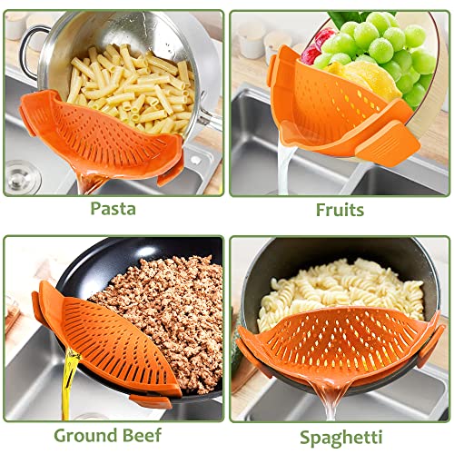 Clip on Strainer for Pots Pan Pasta (Orange)