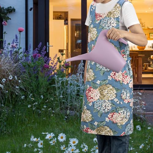 Apron Dress for Women with Pockets (Blue-hydrangea)
