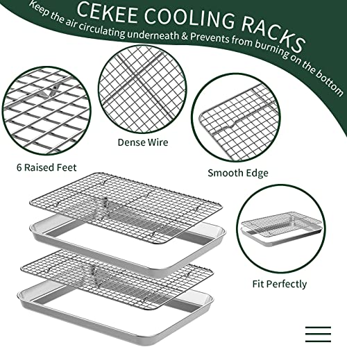 Jelly Roll Pan with Cooling Rack Set [2 Baking Pans + 2 Baking Racks] (16*12*1Inch)