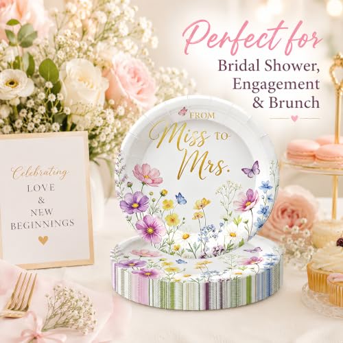 50 Pack Miss to Mrs Paper Plates 7 Inch