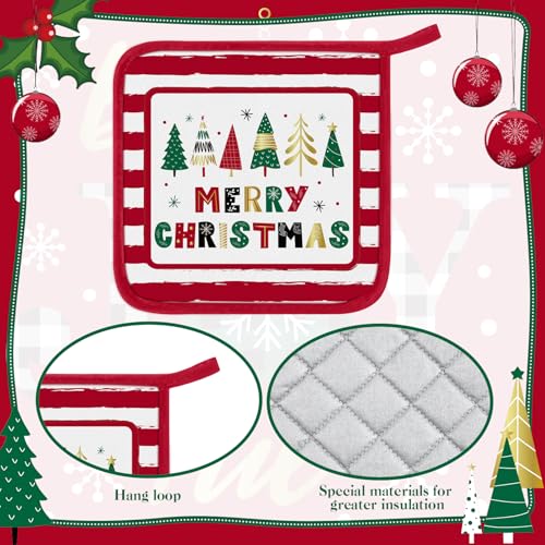 12 Pcs Pot Holders with Pocket (Red and White / Novelty)