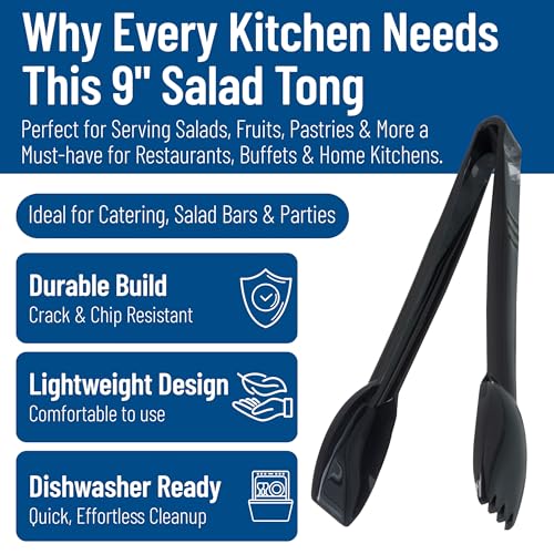 CFS Carly Salad Tong (9" Salad Tong / 1 Pack / Black)