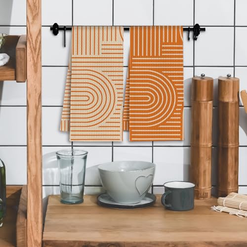 Abstract Boho Orange Kitchen Towels (Orange / Casual)