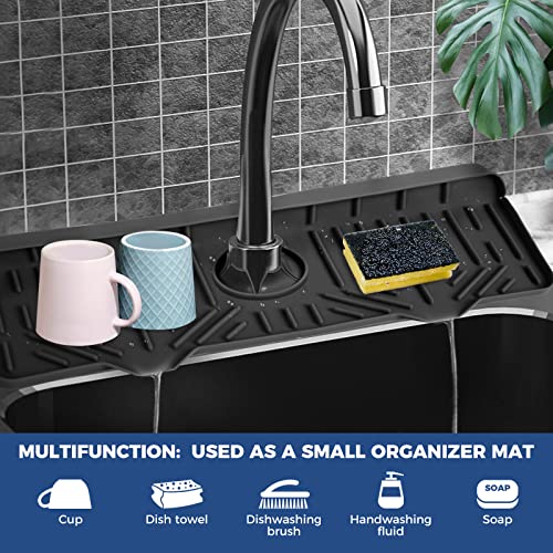 XL Silicone Faucet Handle Drip Catcher Tray (Black(1Pack): 18.1"x5.7")