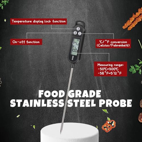 12 Pcs Meat Food Thermometer Food with Probe (Black)