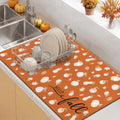 Fall Dish Drying Mat Autumn Decor Kitchen Countertop (Orange 2 / 31.5" x 17")