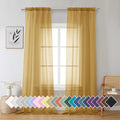 Gold Sheer Curtain 96 Inches Long 2 Panels Set (42"W x 96"L (Pack of 2) / Gold)