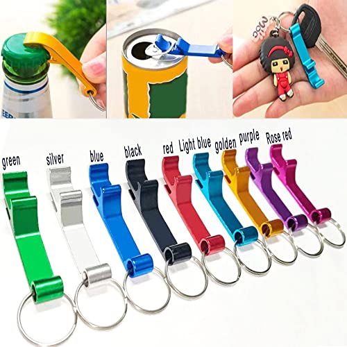 100Pcs Colored Aluminum Bottle Opener Keychain (100Pcs Aluminum Style)