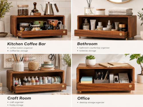 Wooden Coffee Station Storage Rack with Drawers (Single-layer Storage)