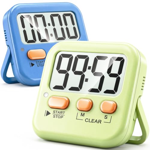 2 Pack Digital Timer for Kids Classroom Kitchen Timers for Cooking (2 * Green+ Sky Blue ( 95%+select for Kids ))