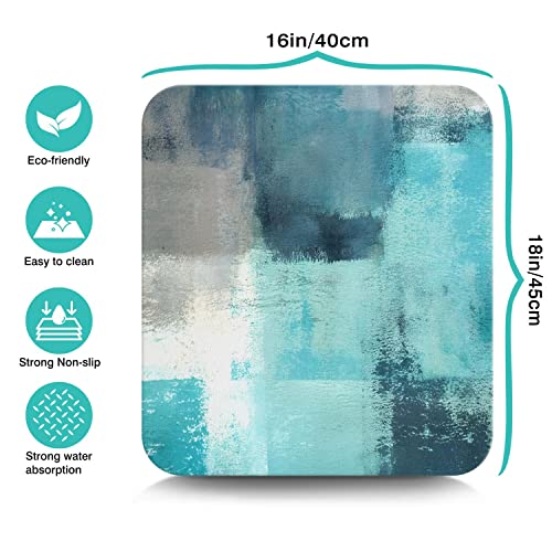 Coffee Bar Mat Accessories for Countertop Absorbent Hide Stain Rubber Backed Dish Drying Mats for Kitchen Counter Draining Pad Decor Gift (Blue / 16" x 18")