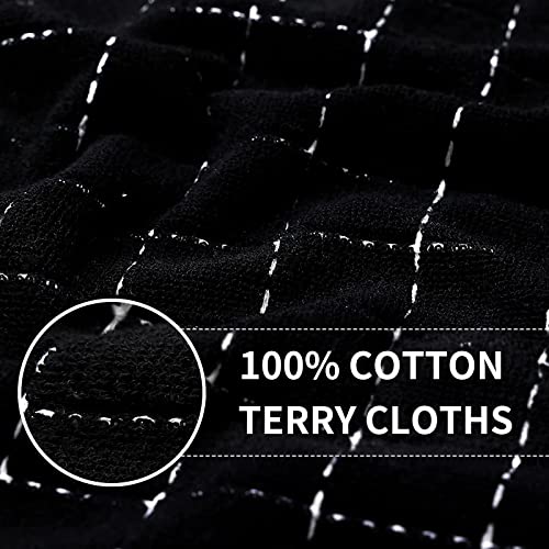 100% Cotton Terry Kitchen Towels (Navy+white+grey+black / 13 X 28 - 4 Pack)
