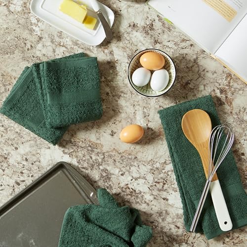 Cotton Waffle Terry Dish Towels (Dark Green / 15x26")