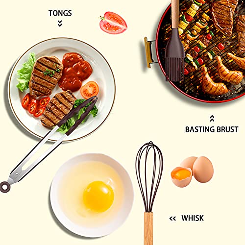 Silicone Cooking Kitchen Utensils Set (Coffee)