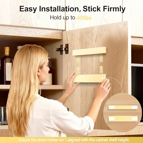 9.5” Large Acrylic Straw Holder for Cabinet Door (Large / Milky Yellow)