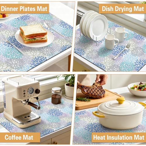 Kitchen Countertop Dish Drying Mat (Light Blue / 31.5" x 17")
