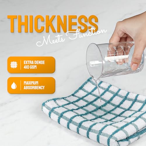 8 Pack] Premium Dish Towels for Kitchen (Aqua / 16x26)