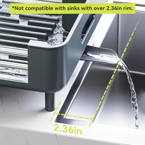 Extendable Stainless Dish Drying Rack for Kitchen Counter (Dark Slate Teal)