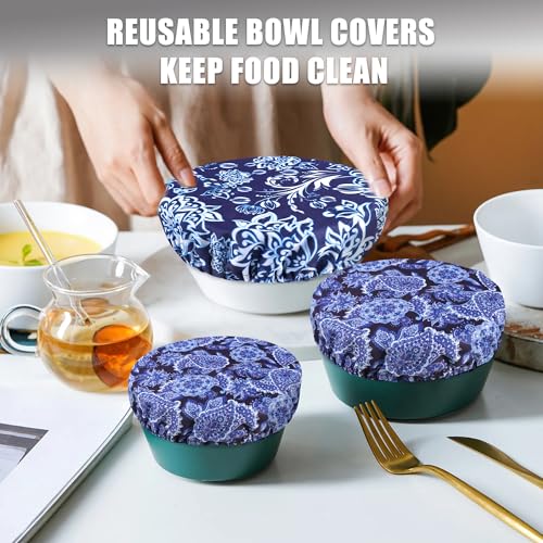 Elastic Reusable Bowl Covers for Bread Proofing (6 Pack / Paisley)