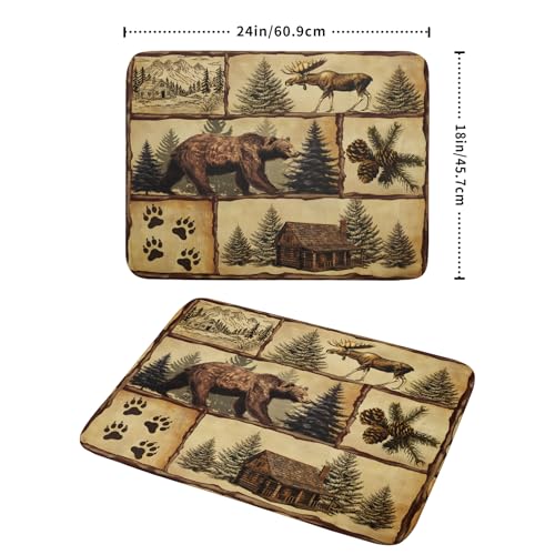 Vintage Bear Moose Dish Drying Mat 18x24 Inch Country Cabin Absorbent Dish Draining Mat Heat Resistant Drying Pad for Counter Sink Home (Vintage Bear Moose / 18" x 24")