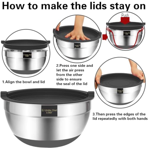 Mixing Bowls with Airtight Lids (Gray)