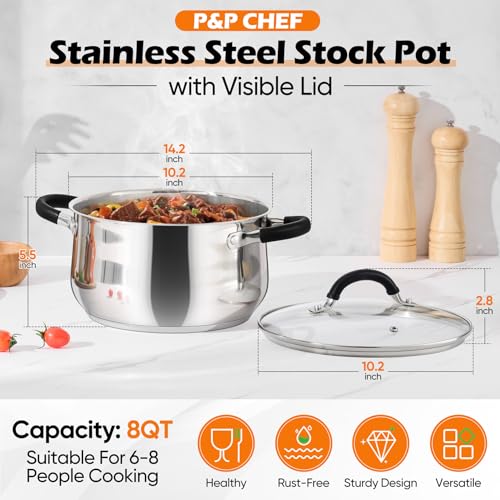 8 Quart Stainless Steel Stock Pot (8 Quarts)