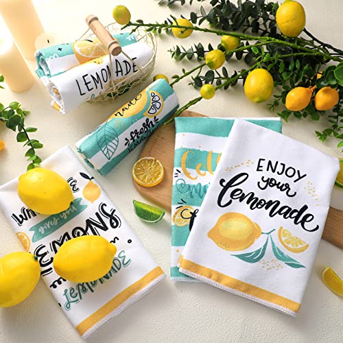 6 Pcs Lemon Kitchen Towels with Hanging Loop (Lemon)
