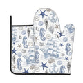 Navy Blue Oven Mitts and Pot Holders Sets Summer Beach Starfish Seashell Oven Glove Hot Pads for Kitchen Nautical Chef Gifts for Cooking Lover Cooks (Ocean Nautical)