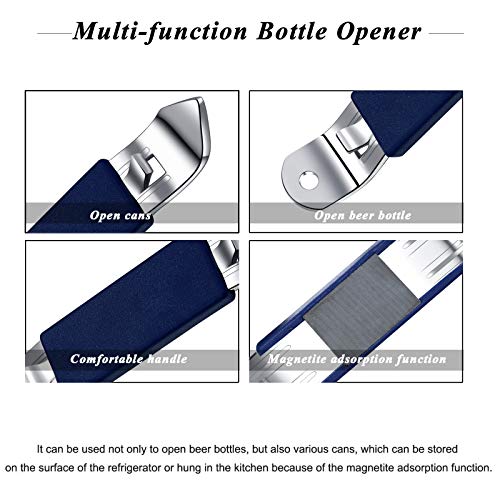 3 Pieces Magnetic Bottle Openers Can Opener Classic Beer Opener Stainless Steel Small Bottle Opener Can Tapper with Magnet for Camping and Traveling HANCELANT (Navy)