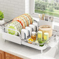 Expandable Dish Drying Rack for Small Kitchen Counter (White)