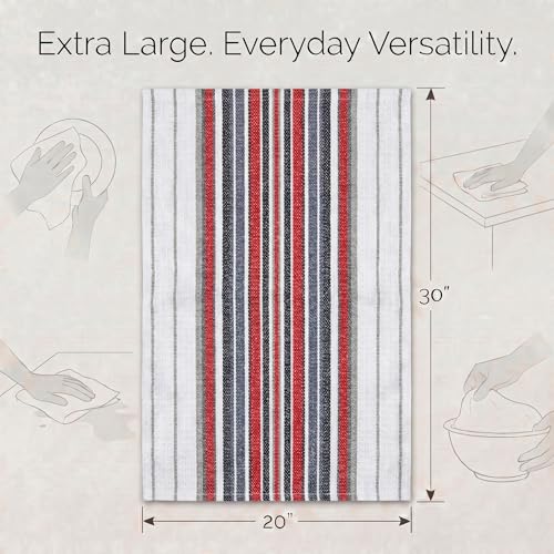 Kitchen Towels Cotton Dish Towels 20”x30” (20" x 30" (Set of 6) / 006 White - Stripes)