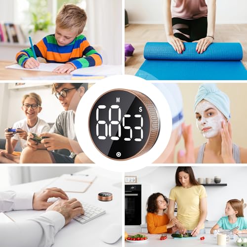 BlueSnail Kitchen Timer with LED Digital Display Smart Efficana for Home Classroom Gym Office (Rose Gold)