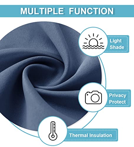 Cafe Blackout Curtains 24 inch Length for RV Camper Kitchen Window (Stone Blue / 42"W x 24"L (Pack of 2))