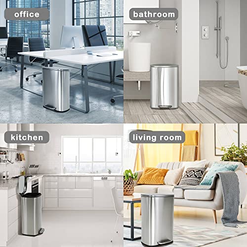 50 Liter 13 Gallon Kitchen Trash Can (Stainless Steel)