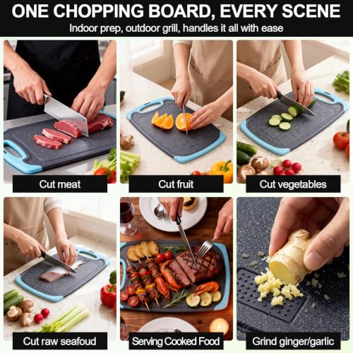 Plastic Cutting Boards for Kitchen non BPA (Aqua / Large)