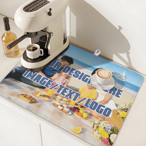 Custom Dish Drying Mat Design Your Photo Text Logo 18x24 Inch (All / 18" x 24")