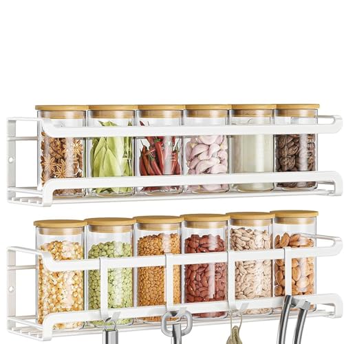 Spice Rack Wall Mounted 2 Pack (2Pack / White)