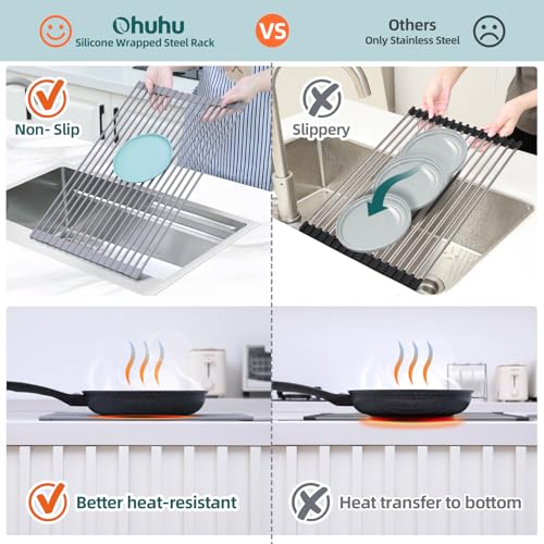 Dish Drying Rack Over The Sink (Gray / 20.5"W x 13.1"L)