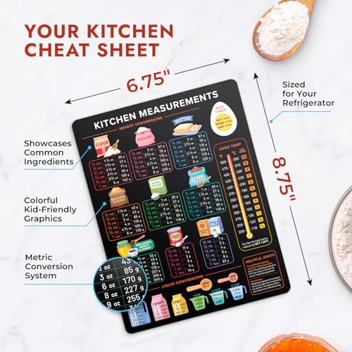 Kitchen Conversion Chart Magnet (Vertical Black)