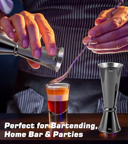 2 Pack Stainless Steel Cocktail Jiggers (2 Pack-B / Black)