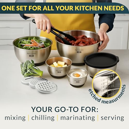 Stainless Steel Mixing Bowls with Lids Set of 5 (Black)