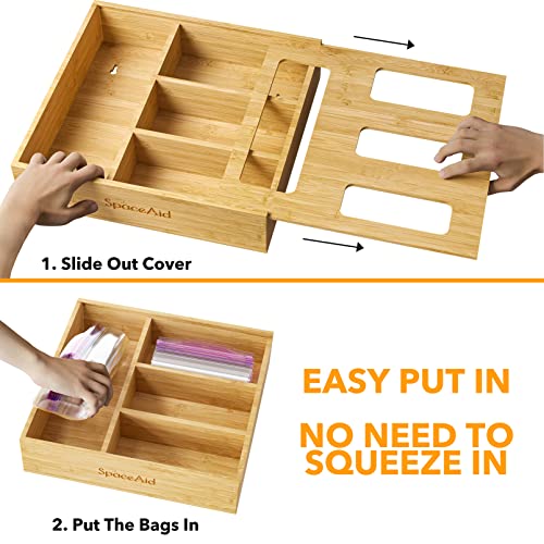 Bag Storage Organizer for Kitchen Drawer (Natural, 2.5"H, 4 Slots)