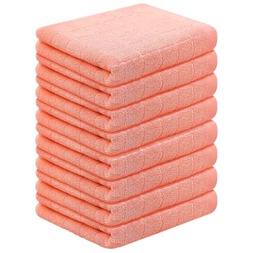 100% Cotton Terry Kitchen Towels (Coral / 13 X 28 - 8 Pack)