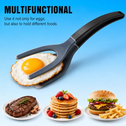 Silicone Egg Flipper Spatula Tongs (Black)