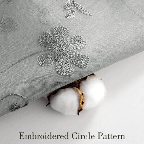 Grey Sheer Curtains 84 Inches Long 2 Panels Embroidered Floral Pattern Semi Sheer Window Curtains for Bedroom Living Room (52"W x 84"L (Pack of 2) / Grey)