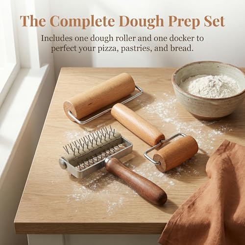 Set of 2 Pizza Dough Roller & Dough Docker