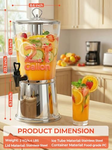 Beverage Dispenser With Stand 2 Gallon