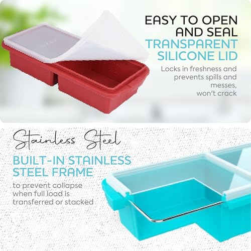 Silicone Freezer Tray With Lid (Red / 2 Cup-2 Pack)